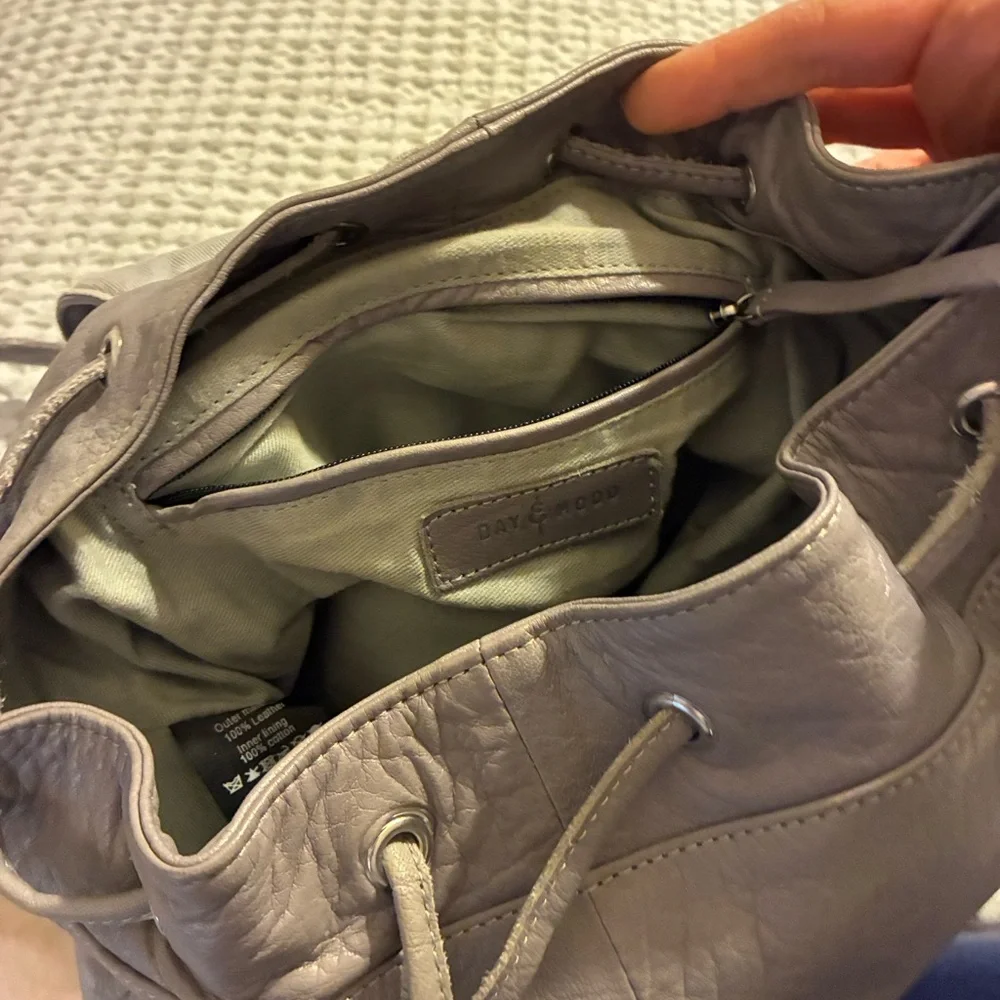 Elegant Day & Mood Gray Leather Backpack - Picture 7 of 15